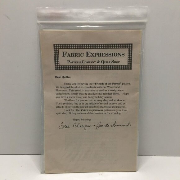 Vintage Fabric Expression Friends Of The Forest Tree Skirt Sewing Pattern Uncut - Picture 2 of 3